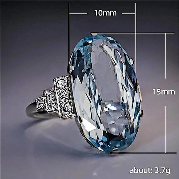 Sterling Silver Aquamarine Ring - Picture 5 of 16